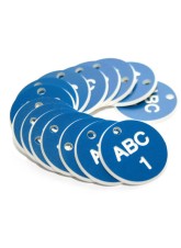 Engraved Valve Tags - Blue with White Text