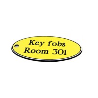 Key Fob - Yellow with Black Text - Oval