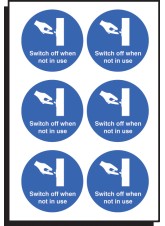 6 x Switch Off When Not in Use Labels - 65mm Diameter