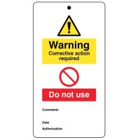 Warning - Corrective Action Required - Double Sided Tags (Pack of 10)