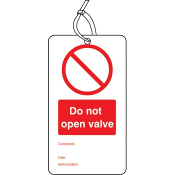 Do Not Open Valve - Double Sided Tags (Pack of 10)