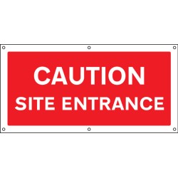 Caution - Site Entrance - Banner with Eyelets