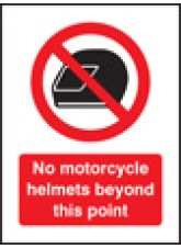 No Motorcycle Helmets Beyond this Point - Window Sticker - 75 x 100mm