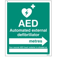 AED Located in __ Metres - Arrow Right