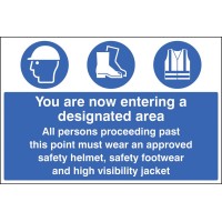 Entering Designated Area Must Wear Helmet - Footwear & Jacket