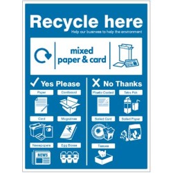 Paper & Cardboard - WRAP Recycle Here Sign