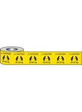 500 x Caution 20-50kg Labels - 50 x 50mm