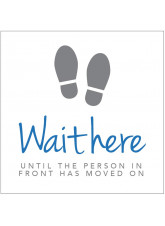 Wait here until person in front has moved on - Floor Graphic